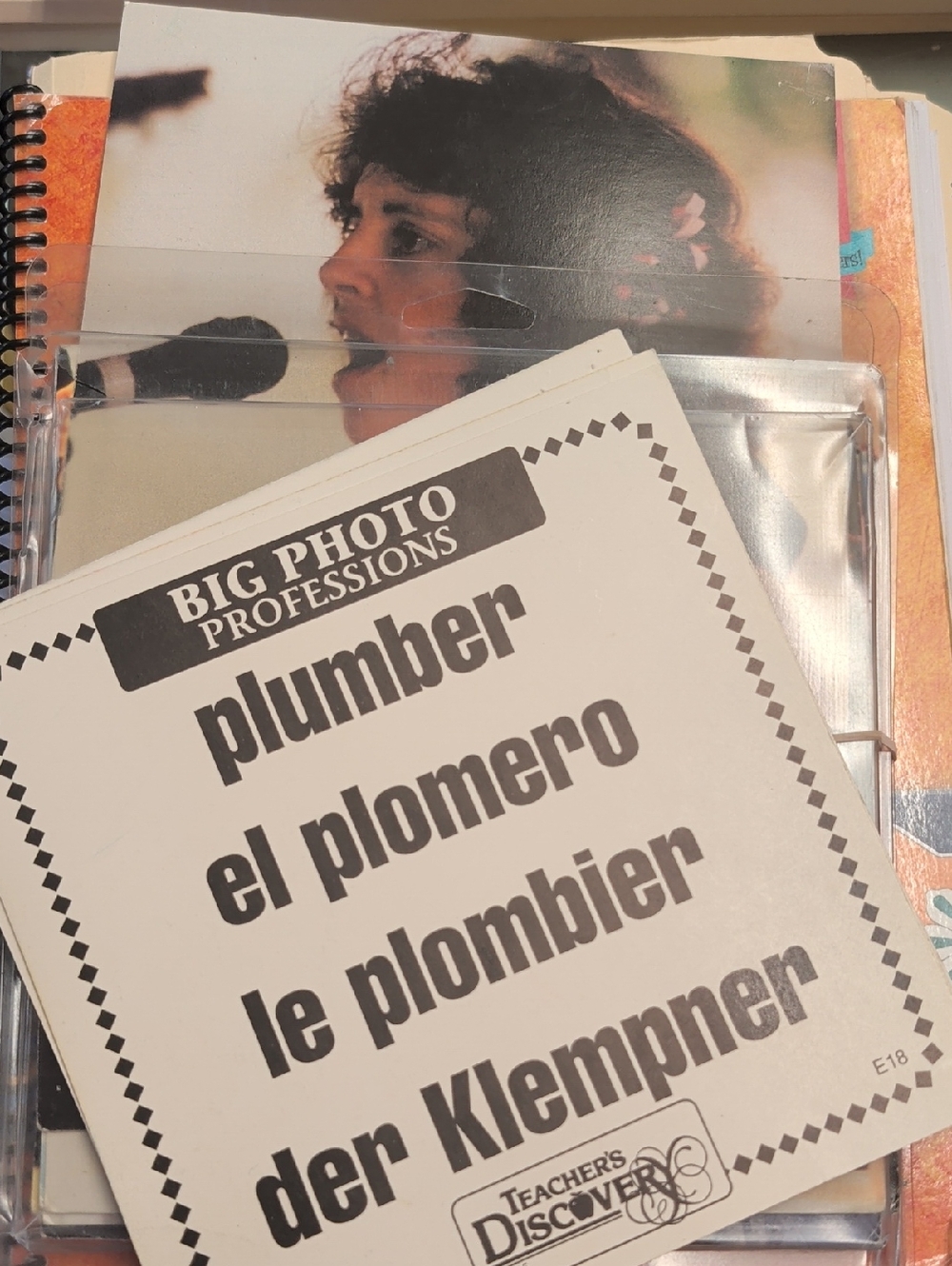 Big Photo Professions 'Plumber' Flash Card - Black & White 1995 VINTAGE images.